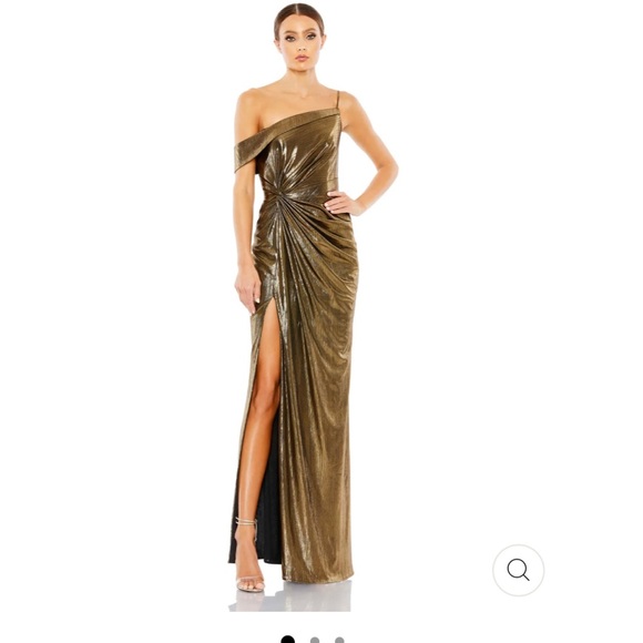 Mac Duggal Metallic Off the Shoulder Gown